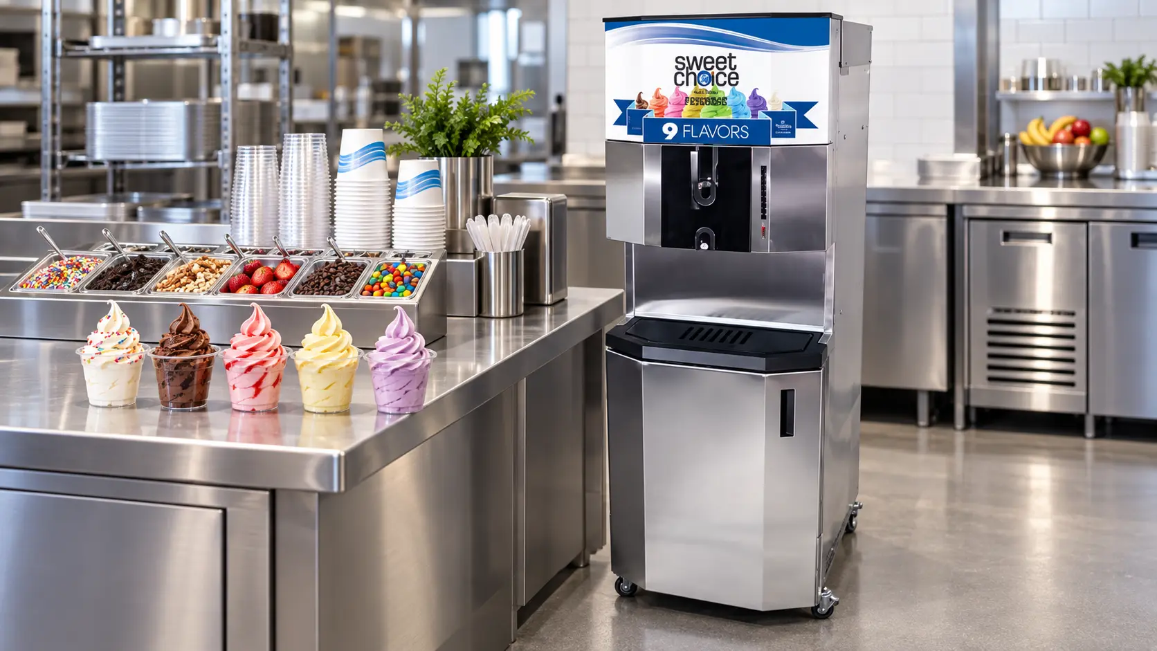 Fuzionate 9-flavor pressurized machine built for restaurants and hospitality businesses